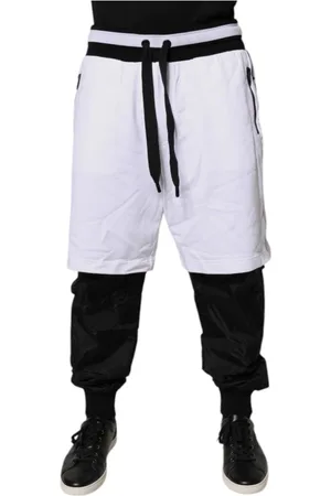 Dolce & Gabbana Bukser, Herre, Sort, L, Bomuld, Sort & Hvid Bomuld Jogger Sweatpants