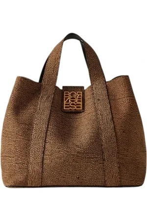Borbonese Taske, Dame, Brun, ONE SIZE, Uld, Mellem Størrelse Ruskind Shopping Taske med Aftagelig Pung