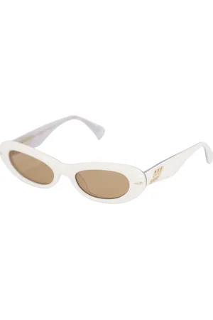 Le Specs Tilbehør, unisex, Hvid, M, Oval solbriller i elfenben