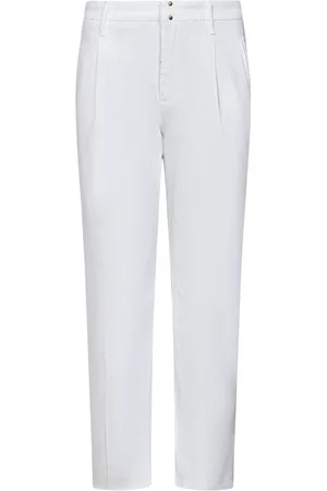 Incotex Bukser, Herre, Hvid, W31, Bomuld, Hvide Chino Bukser med Forlommer