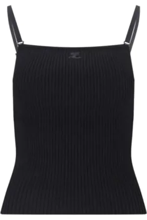 Courrèges Top, Dame, Sort, M, Taljeret tanktop til kvinder