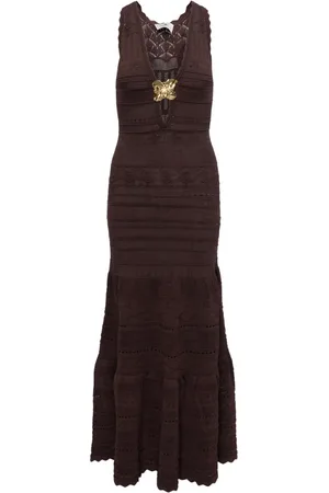 Elisabetta Franchi Kjole, Dame, Brun, M, Kakao Strik Kjole