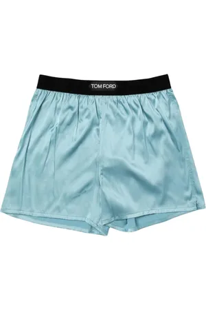 Tom Ford Nightwear & Lounge, Dame, Blå, S, Luksuriøse Sorte Silke Pyjamas Shorts