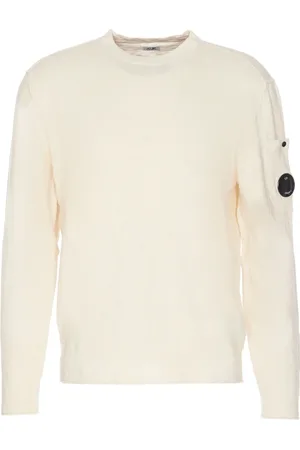 C.P. Company Strik, Herre, Hvid, M, Bomuld, Bomuld Fleece Lente Girocollo Sweater