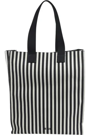 Msgm Taske, Herre, Sort, ONE SIZE, Bomuld, Sort og hvid Stribet Bomuld Taske