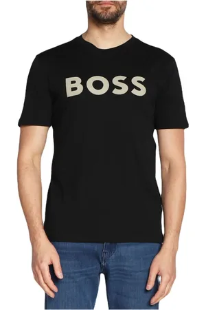 HUGO BOSS Top, Herre, Sort, M, Bomuld, Sort Bomuld Logo T-shirt