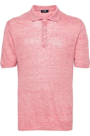 BARBA Top, Herre, Lyserød, XL, Linned, Linned polo skjorte lavet i Italien