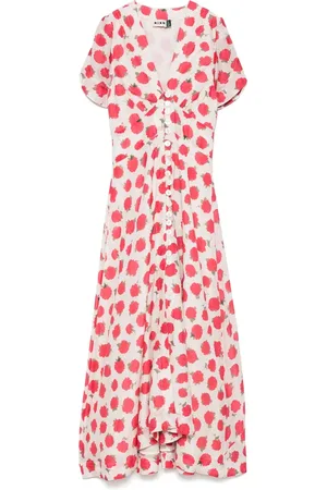 RIXO London Kjole, Dame, Flerfarvet, S, Blomstret Knapkjole