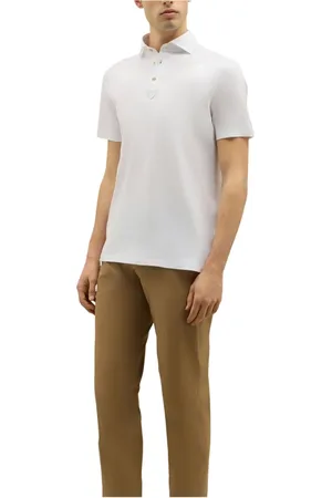 Boglioli Top, Herre, Hvid, L, Bomuld, Bomuld Jersey kortærmet Polo