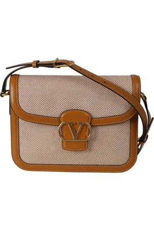 VALENTINO GARAVANI Taske, Dame, Brun, ONE SIZE, Uld, Elegant Skuldertaske i Læder med V-Logo