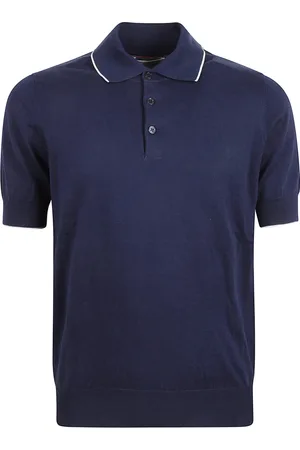 Brunello Cucinelli Top, Herre, Blå, M, Bomuld, Bicolor Polo T-shirts og Polos
