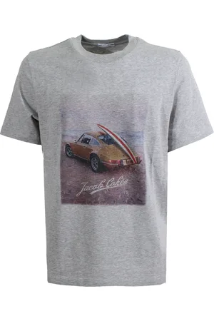 Jacob Cohen Top, Herre, Grå, M, Bomuld, Grå Crewneck T-shirt med Logo Print