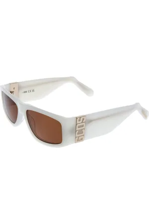 GCDS Tilbehør, unisex, Hvid, ONE SIZE, Uld, Hvid Unisex Solbriller Rektangulære Brune Linser