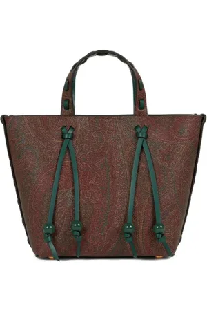 Etro Taske, Dame, Brun, ONE SIZE, Læder, Brun Paisley Jacquard Coated Læder Taske