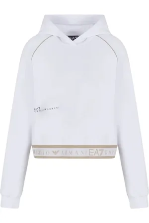 EA7 Sweathshirts & Hoodies, Dame, Hvid, XS, Uld, Dynamisk Atlet Hættetrøje i Hvid