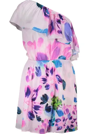 Desigual Kjole, Dame, Flerfarvet, M, Uld, Elegant Pink Kort One Shoulder Kjole