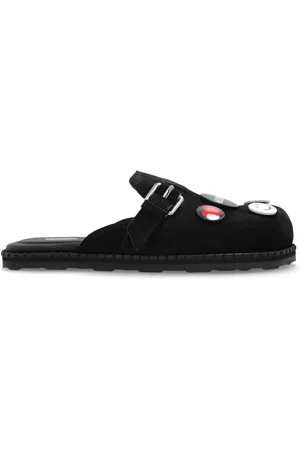Moschino Sko, Dame, Sort, 40 EU, Suede, Suede mules med applikationer
