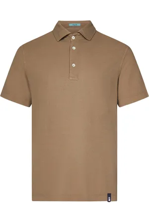 DRUMOHR Top, Herre, Brun, 2XL, Bomuld, Hasselnød Polo Shirt med Front Placket
