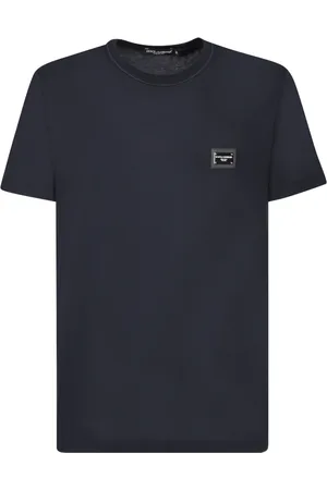 Dolce & Gabbana Top, Herre, Blå, M, Bomuld, Blå T-shirt med rund hals