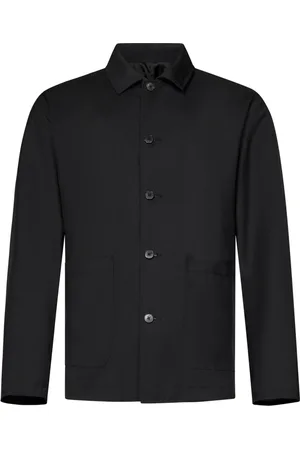 LOW BRAND Jakke, Herre, Sort, 2XL, Uld, Sort uld skjortejakke til mænd