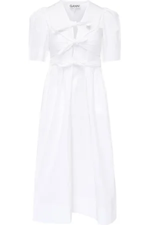 Ganni Kjole, Dame, Hvid, XS, Bomuld, Stretch Cotton Briwhite Bukser