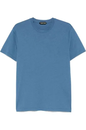 Tom Ford Top, Herre, Blå, M, Bomuld, Blå Lyocell Bomulds T-Shirt