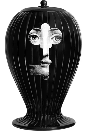 FORNASETTI Home, unisex, Sort, ONE SIZE, Vertikal Stribet Lås Vase