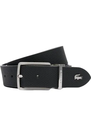 Lacoste Tilbehør, Herre, Sort, 130 CM, Læder, Reversible Læderbælte Krokodille Sort