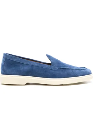 santoni Sko, Dame, Blå, 38 EU, Italienske ruskindslip-ons