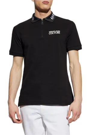 VERSACE Top, Herre, Sort, M, Bomuld, Sort Zip Polo Skjorte