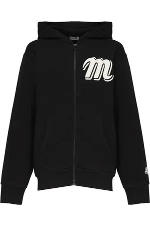 Moncler Sweathshirts & Hoodies, Herre, Sort, M, Bomuld, Sort bomuldssweater med hætte