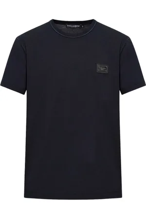 Dolce & Gabbana Top, Herre, Blå, M, Bomuld, T-shirt med logo