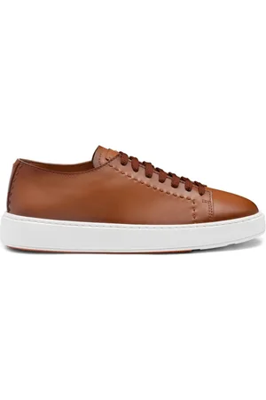 santoni Sko, Herre, Brun, 44 EU, Uld, Brun Sneakers med Håndlavede Detaljer