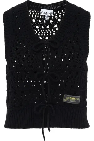 Ganni Strik, Dame, Sort, XS, Bomuld, Slips Bomuld Blandingsvest
