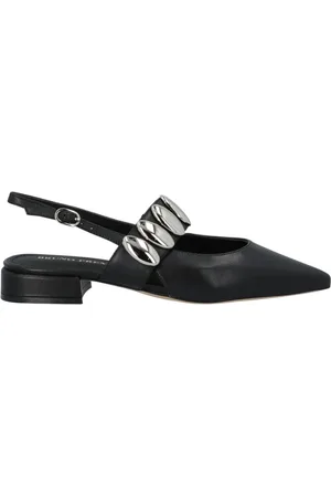 Bruno Premi Sko, Dame, Sort, 38 EU, Læder, Sort læder slip-on sko med sølv metal tilbehør