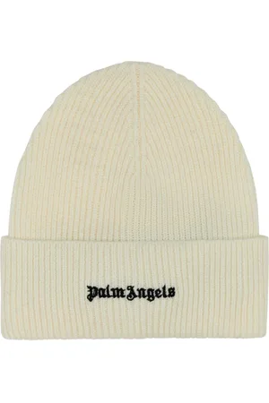 Palm Angels Tilbehør, Herre, , ONE SIZE, Bomuld, Ivory Bomuld Beanie Hat