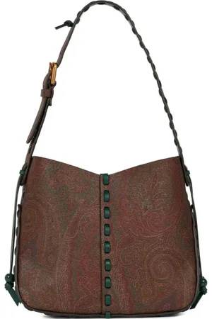 Etro Taske, Dame, Brun, ONE SIZE, Bomuld, Brun Paisley Jacquard Coated Crossbody Taske