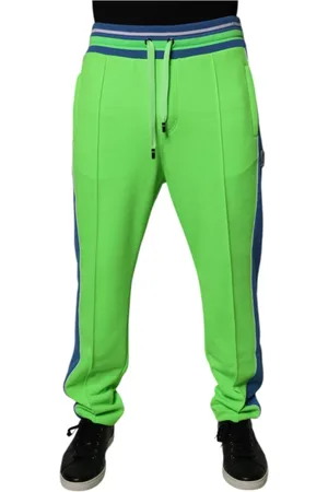 Dolce & Gabbana Bukser, Herre, Grøn, M, Bomuld, Logo Detalje Snørelukning Jogger Sweatpants