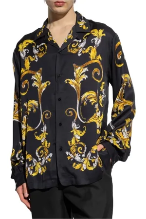 VERSACE Skjorte, Herre, Sort, XL, Sort Polo Skjorte Langærmet