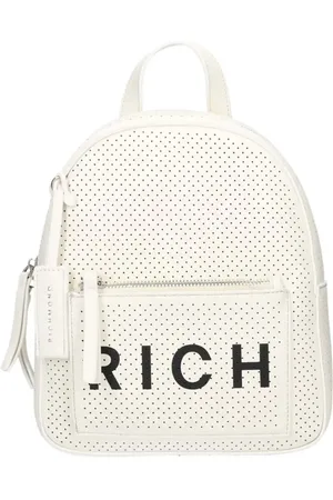 John Richmond Taske, Dame, Hvid, ONE SIZE, Hvid Dame Rygsæk med Sort Logo