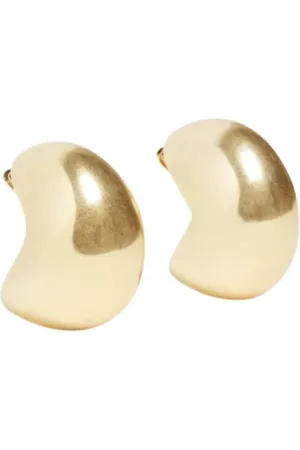 Max Mara Tilbehør, Dame, Gul, ONE SIZE, Uld, Guld Tåre Dråbe Logo Øreringe Tilbehør