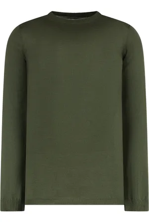 Rick Owens Strik, Herre, Grøn, S, Uld, Ribbet Crew-Neck Uld Sweater