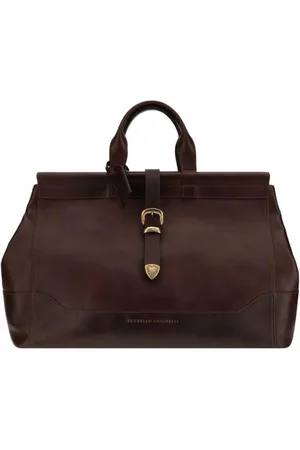 Brunello Cucinelli Taske, Herre, Brun, ONE SIZE, Uld, Stilfuld lædertaske med spænde