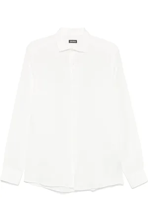 Ermenegildo Zegna Skjorte, Herre, Hvid, 2XL, Linned, Linnedskjorte Made in Italy
