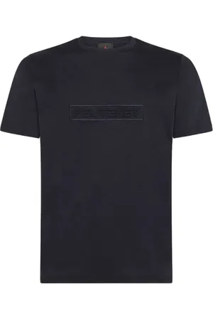 Peuterey Top, Herre, Blå, M, Bomuld, Blå Logo T-shirt med Relief