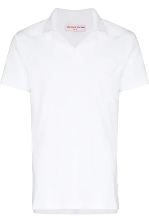 Orlebar Brown Top, Herre, Hvid, M, Bomuld, Bomuld Polo Skjorte, Knappeløs, Produceret i Portugal