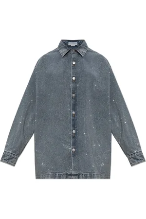 Stella McCartney Bluser & Skjorter, Dame, Blå, XS, Denim, Denim skjorte med skinnende applikationer