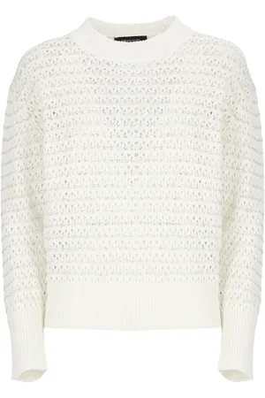 Fabiana Filippi Strik, Dame, Hvid, M, Bomuld, Hvid Bomuldssweater med Pailletter