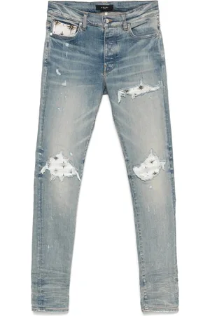 AMIRI Jeans, Herre, Blå, W30 L34, Lysblå Ripped Jeans med knaplukning