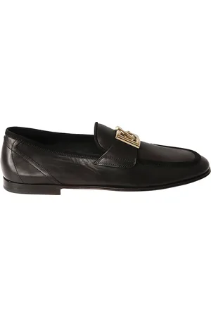 Dolce & Gabbana Sko, Herre, Sort, 40 EU, Læder, Sorte flade sko med vendbar plume